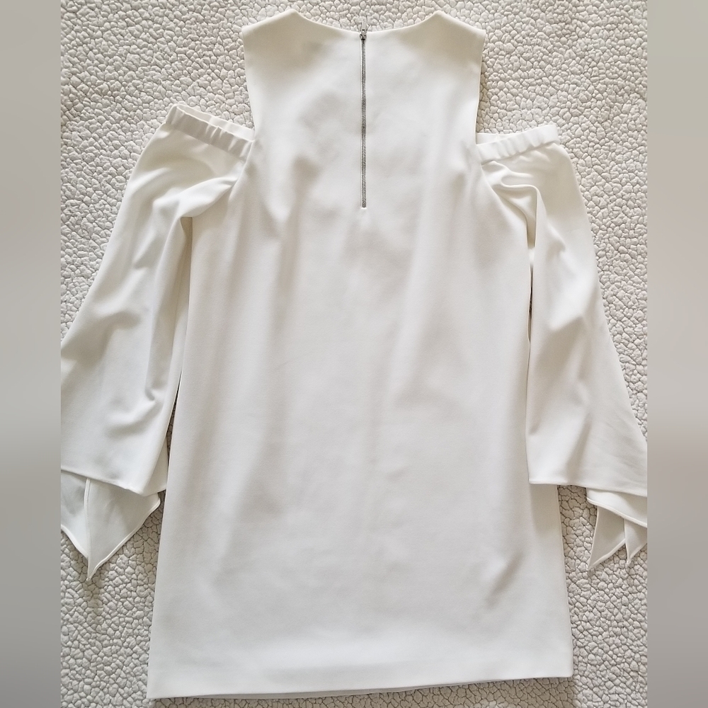Tibi White Structured Crepe Cutout Open Shoulder … - image 8
